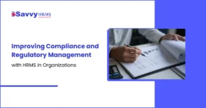 Compliance and regulatory management with HRMS - professional reviewing documents and compliance checklist on desk