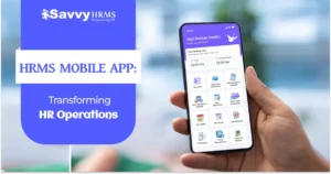 HRMS mobile app dashboard displaying employee profile, attendance tracking, leave requests, and payroll information.
