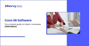 Core HR software guide 2026: HR professionals using HRMS platform for employee management and payroll.