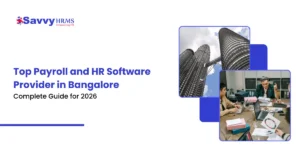 Top payroll software and HR software provider in Bangalore complete guide 2026 with business team working together.
