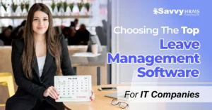 Leave management software dashboard concept for IT companies showing employee leave calendar and HR automation.