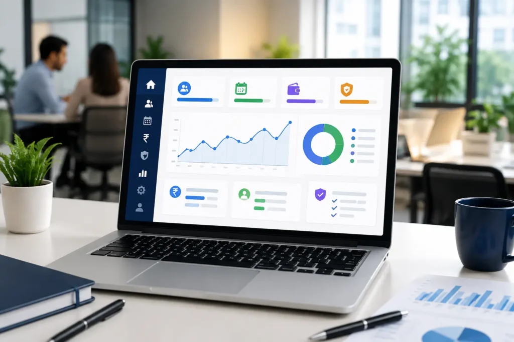 Modern-office-workspace-with-laptop-dashboard