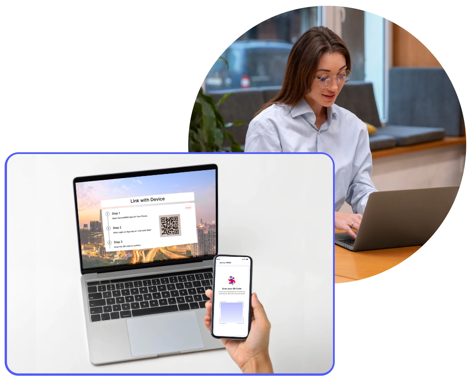 HR team using Savvy HRMS QR code login for fast, contactless employee access